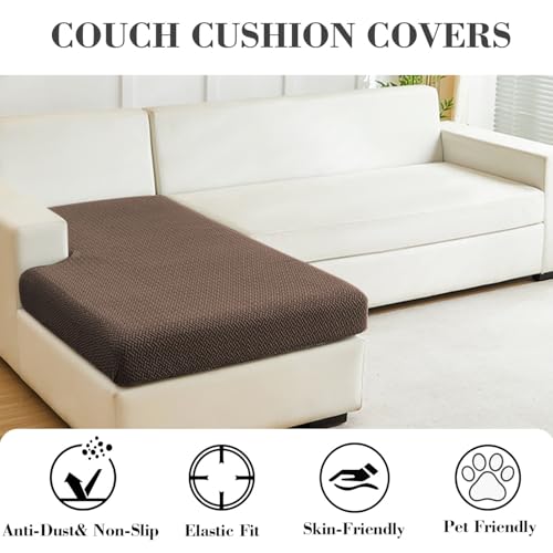 Sofa Covers Couch Covers for Sofa Pet Friendly Couch Cushion Covers Universal Sofa Covers Washable Stretch Slipcovers for Sectional Sofa (Texture Brown / Chaise Cover)