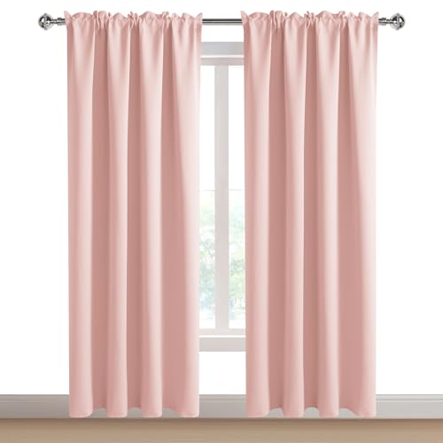 Blackout Curtains for Bedroom 52 x 84 Inch Long Blush Pink 2 Panels (Blush Pink / 52"W x 84"L (Pack of 2))