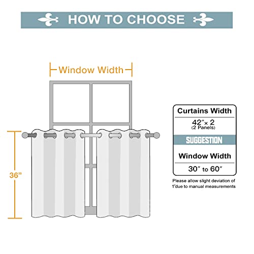 Short Blackout Curtains for Bedroom 36 Inches Long (42"W x 36"L (Pack of 2) / Stone Blue)