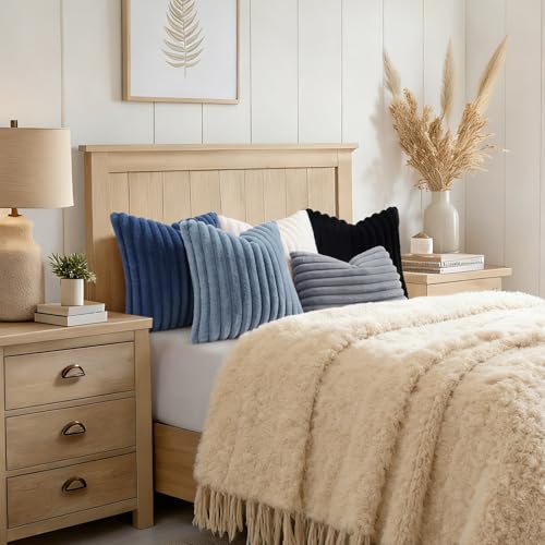 Fall Faux Fur Throw Pillow Covers 26x26 Set of 2 Navy Blue (Navy Blue / 26" x 26" (Pack of 2))