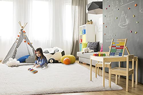 Super Soft Shaggy Rugs Fluffy Carpets 6x9 Feet (6' x 9' (Rectangular) / Cream White)
