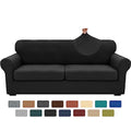 3 Piece Stretch Sofa Cover (71"-91"(2 Cushions) / Black)
