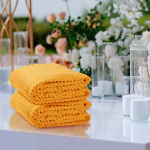 12 Pcs Flannel Throw Blankets Bulk Outdoor Wedding (Mustard Yellow)