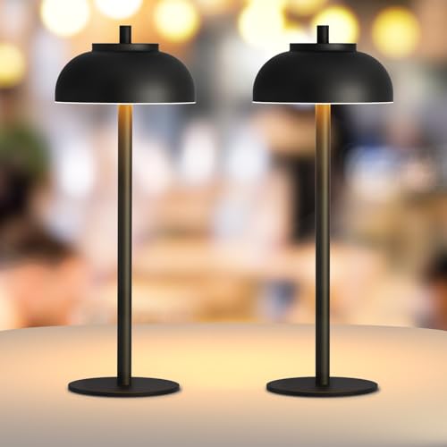 Cordless Table Lamps Rechargeable (Black-Set of Two)