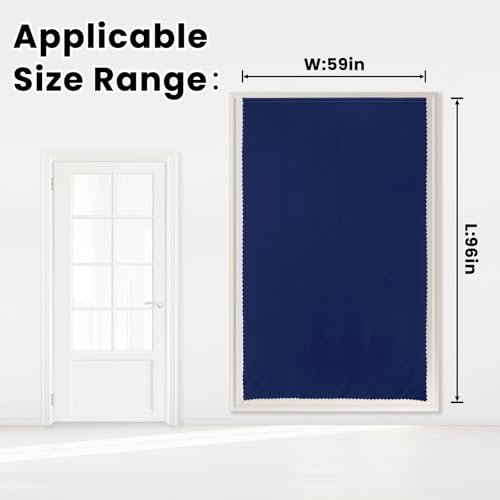 Self Adhesive Portable Blackout Curtains for Bedroom Easy to Install Window Thermal Lnsulated Kitchen Room Darkening Small Window Curtains (59"W x 96"L (Pack of 1) / Navy Blue)