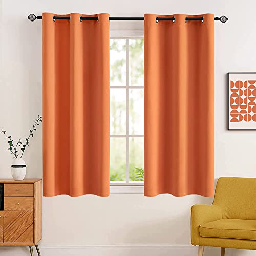 Fall Orange Blackout Curtains 63 Inch Long for Bedroom 52 Inch Wide (Orange / 42"W x 63"L (Pack of 2))