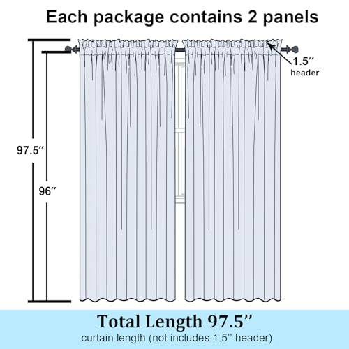 Sage Green Sheer Curtains 96 Inches Long (Sage Green / 59"W x 96"L (Pack of 2))