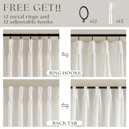 Natural 60 Inch Width Linen Pinch Pleated 92 Inch Long Curtains (Natural / 60"W x 92"L (Pack of 1))
