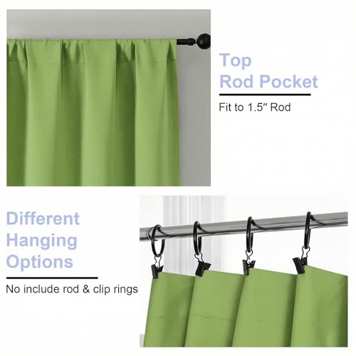 Ava Lime Short Blackout Curtains for Bedroom 54 Inches Long 2 Panels Set (Lime / 40"W x 54"L (Pack of 2))
