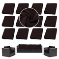 12PCS Patio Cushion Covers.Patio Furniture Couch SeatSlipcovers (Brown / 12PCS)