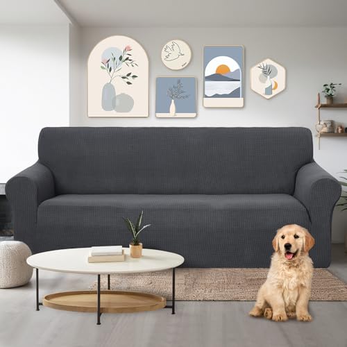 Stretch Couch Cover Slipcover for 3 Cushion Sofa (Dark Grey / Sofa)