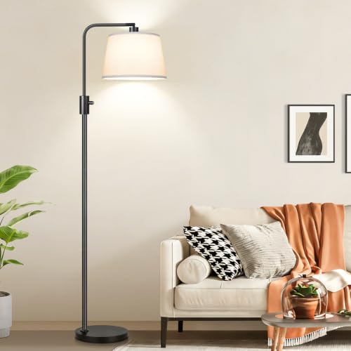 Upgraded】 Dimmable Floor Lamp (Matte Black-White Shade)