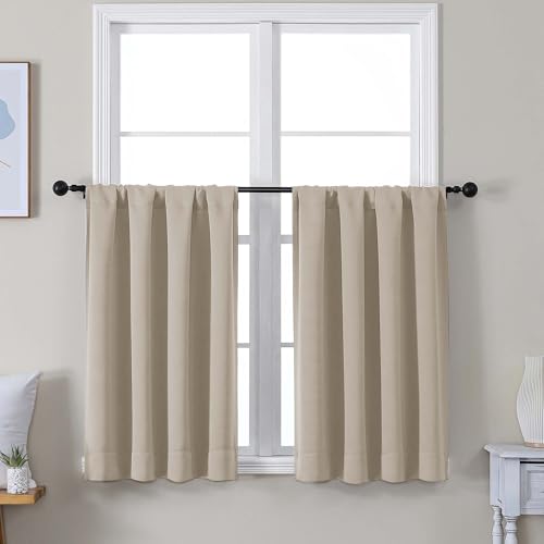 Ava Biscotti Beige Short 36 Inches Blackout Curtain 2 Panels Set (Biscotti Beige / 40"W x 36"L (Pack of 2))
