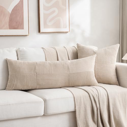 2 Packs Tan Decorative Throw Pillow Covers 16x16 Inch for Living Room Couch Bed Sofa (Tan / 16" x 16" (Pack of 2))