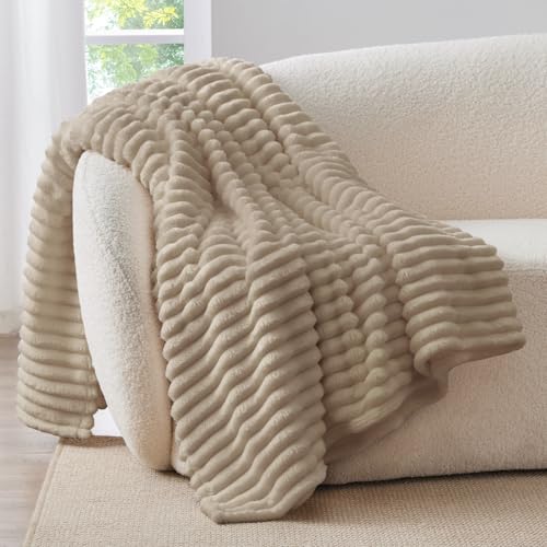 Ribbed Twin Blanket for Couch & Bed (Linen / Twin(60"x80"))