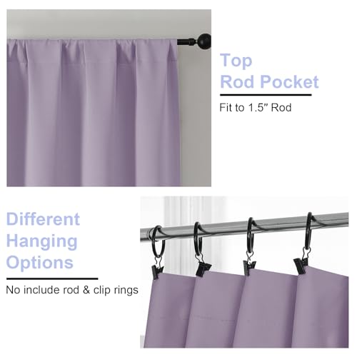 Ava Lilac Blackout Curtains for Bedroom 84 Inch Length 2 Panels Set (Lilac / 40"W x 84"L (Pack of 2))