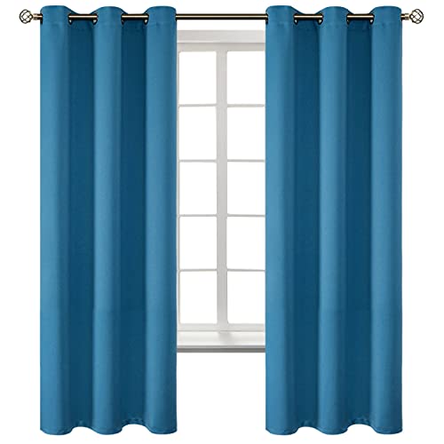 Steel Blue Blackout Curtains for Bedroom 63 Inch Long (Steel Blue / 42"W x 63"L (Pack of 2))