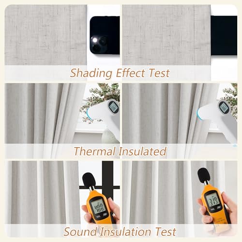 Extra Long 100% Natural Blackout Curtains 144 Inch Length 2 Panels Set Back Tab Thermal Insulated Black Out Tall Windows Drapes 12 FT Length for High Ceiling Living Room (Natural / 52"W x 144"L (Pack of 2))