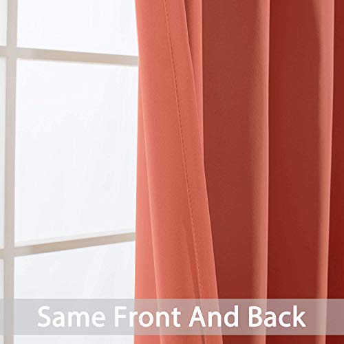 Room Darkening Curtains 52x96 inch Length Coral Orange (Coral Orange / 52"W x 96"L (Pack of 2))