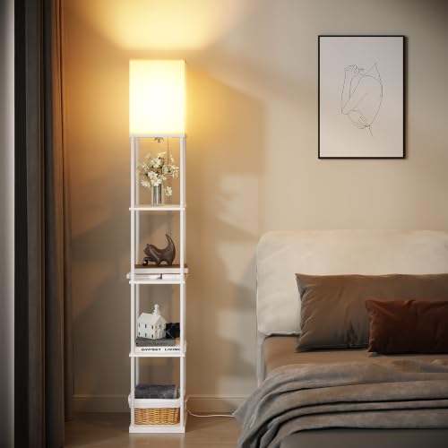 5 Tier Floor Lamp with Shelves (White / 5-Tier)
