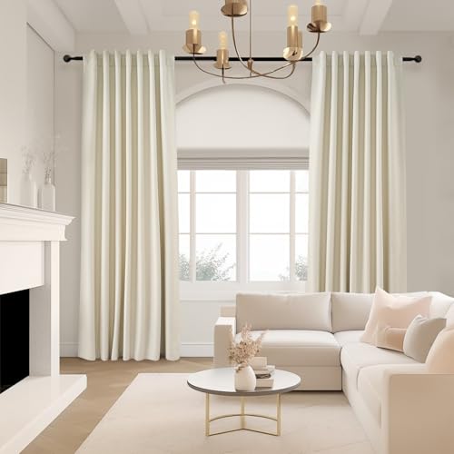 Cream Ivory Blackout Curtains & Drapes 84 Inch Length (Cream / 52"W x 84"L (Pack of 2))
