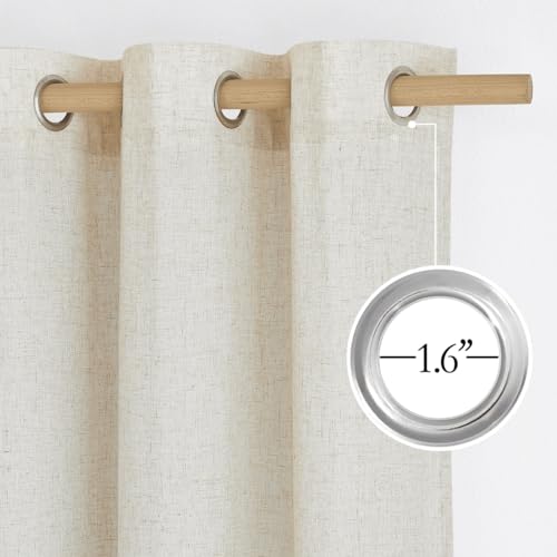 Linen Curtains 96 inches Long for Living Room (Natural / 42"W x 96"L (Pack of 2))