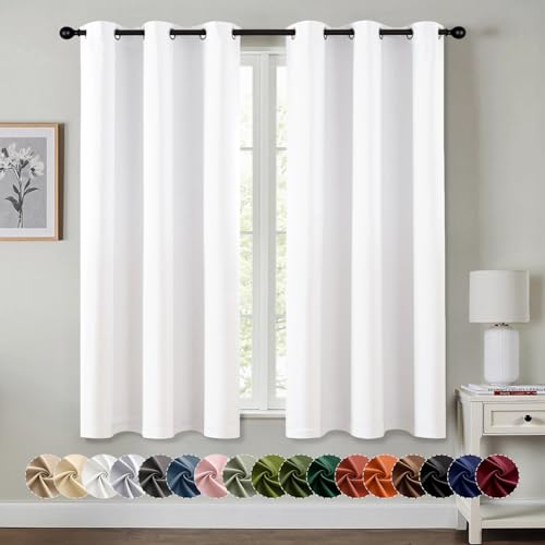 Blackout Curtains for Bedroom 2 Panels 40 x 45 Inch Long Pure White (Pure White / 40"W x 45"L (Pack of 2))