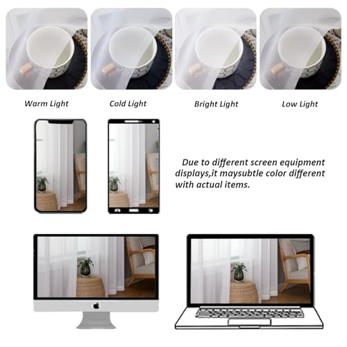 White Sheer Curtains 84 Inches Long 2 Panels (White / 42"W x 84"L (Pack of 2))