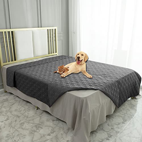 Waterproof Blanket Reversible Dog Bed Cover Pet Blanket for Furniture Bed Couch Sofa (82x102 Inch (Pack of 1) / Darkgrey)