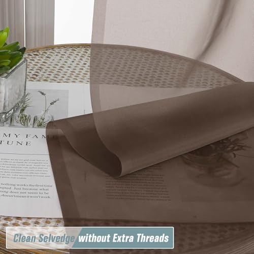 Chocolate Sheer Curtains for Window 72 inches Long 2 Panels Set (42"W x 72"L (Pack of 2) / Chocolate)