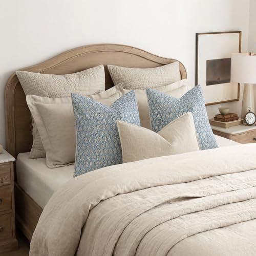 Decorative Floral Print Throw Pillow Covers 20×20 Powder Blue (20" x 20" (Pack of 2) / Powder Blue)