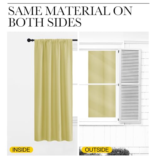 Blackout Curtains for Living Curtains (Paler Yellow / 52"W x 95"L (Pack of 2))