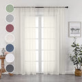 Sheer Curtains 96 Inch Length (Ivory / 42"W x 96"L (Pack of 2))