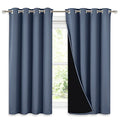 100% Blackout Curtains with Black Liners (Stone Blue / 52"W x 54"L (Pack of 2))