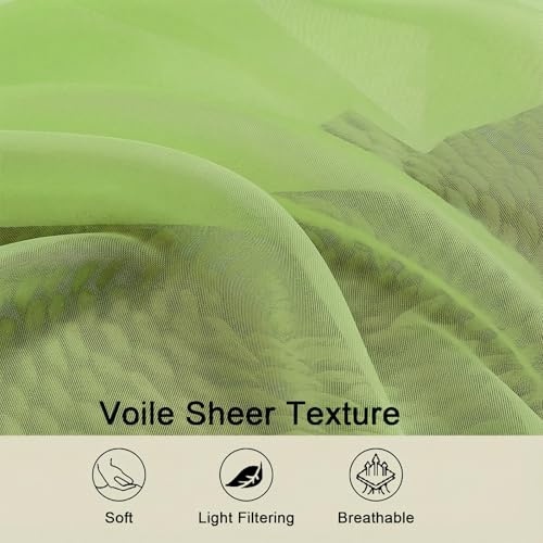 Sheer Curtains 84 Inches Long 2 Panels Set for Bedroom Living Room (Lime / 42"W x 84"L (Pack of 2))