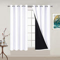 Pure White 100% Blackout Curtains 54 Inches Long 52" Wide 2 Panel (52"W x 54"L (Pack of 2) / Pure White)