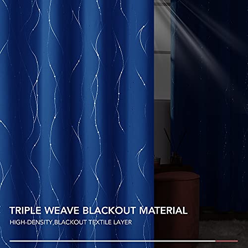 Living Room Curtains 54 Inches Long (Royal Blue/Wave Dots / 52"W x 54"L (Pack of 2))