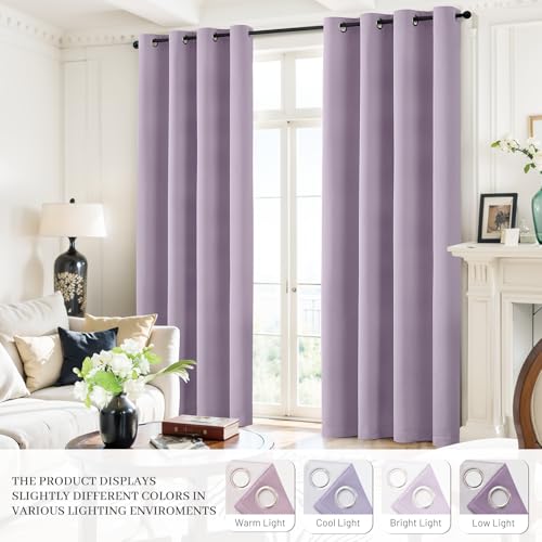 100% Blackout Curtains 52x84 inch Long Lilac Window Drapes (Lilac / 52"W x 84"L (Pack of 2))