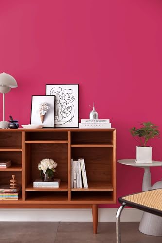 393''x17.7'' Pink Peel and Stick Wallpaper Contact Paper Modern Self Adhesive Wall Paper Removable Renter Friendly Textured Solid Color Shelf Cabinet Vinyl Roll (Rose Red / 17.7" x 393")