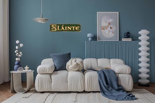 Vintage Irish Slainte Cheers Metal Sign 4x16 In Retro Beer Wall Decor For Man Cave Bar And Home Metal Outdoor Decor (Slainte)