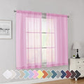 Pink Short Sheer Curtains 45 Inch Length for Small Windows (Pink / 42"W x 45"L (Pack of 2))
