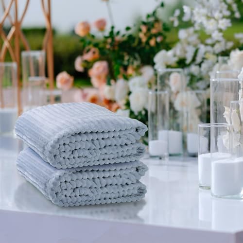 6 Pcs Flannel Blankets Bulk (Dusty Blue)