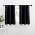 Black Small Window Curtains for Cafe Kitchen Laundry (Black / 42"W x 36"L (Pack of 2))
