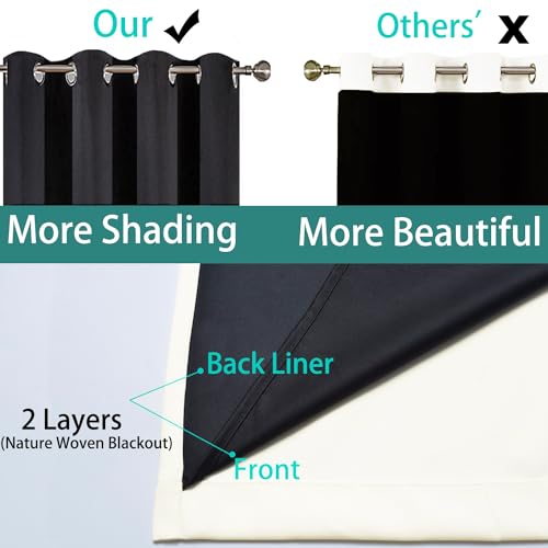 Cream 100% Blackout Curtains 90 Inches Long for Bedroom 52" Wide (52"W x 90"L (Pack of 2) / Cream)