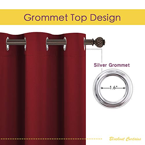 Christmas Window Curtains Blackout Drapes (Burgundy Red / 42"W x 45"L (Pack of 2))