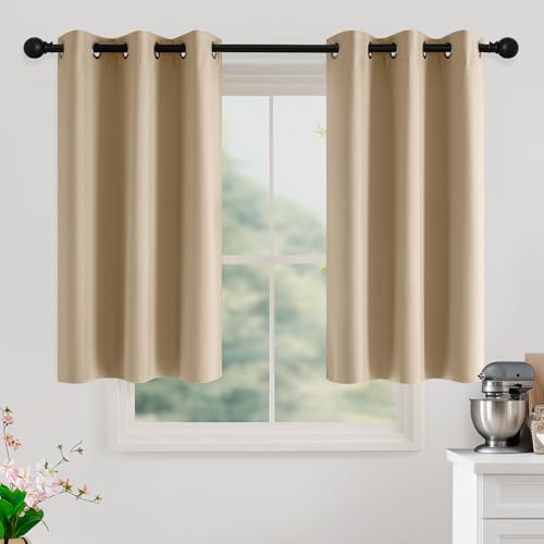 Beige Room Darkening Curtains 45 Inches Long 2 Panels for Living Room (Biscotti Beige / 40"W x 45"L (Pack of 2))