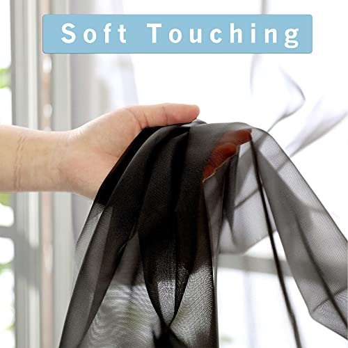 Black Sheer Curtains (Black / 42"W x 78"L (Pack of 2))