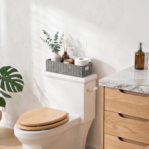 Toilet Tank Basket for Bathroom (Grey / 14¼" L x 6¾" W x 3¾" H)