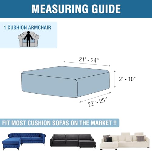 Couch Cover Stretch Velvet Sofa Cushion Cover 1 (Light Grey / 1PC Seater or Backrest)