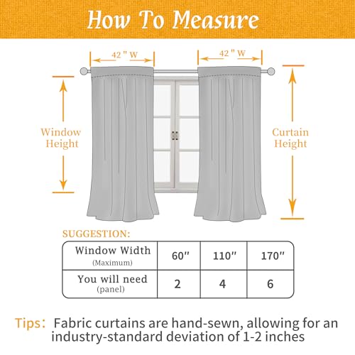Semi Sheer Natural Linen Curtains 45 Inches Long for Bedroom 2 Panels (42"W x 45"L (Pack of 2) / Rod Pocket - Natural)